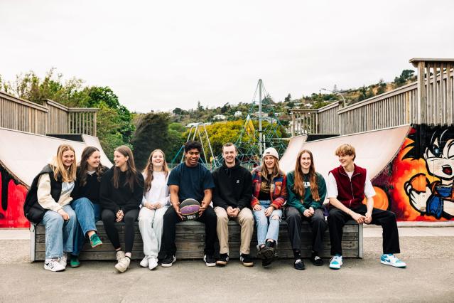 School students sitting in a group